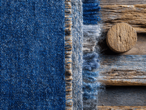 デニム端材を塗り壁にしたヌルデニム