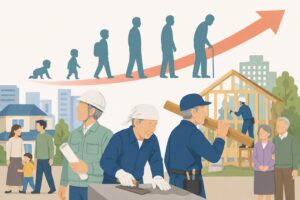 建築業界の高齢化のイメージ